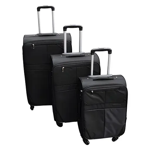 Набір тканинних валіз 3в1 з кодовим замком та телескопічною ручкою чорний (24-292)