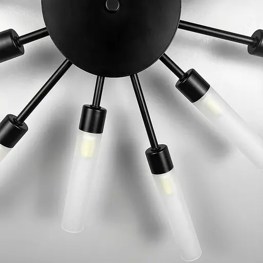 Потолочная черная люстра в форме солнечных лучей на 12 плафонов G9 Ø 69х8 см Line F | Ст. 1276/12 BK - фото 5