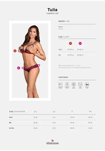 Еротичний комплект Obsessive Tulia XS/S (чорний) - фото 17