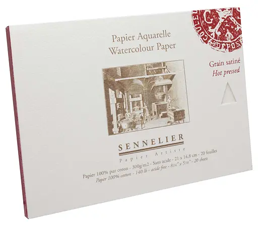 Склейка для акварели Sennelier, 20 листов, горячее прессование, 300 г/м, (A6) 14,8x10,5 см - фото 2