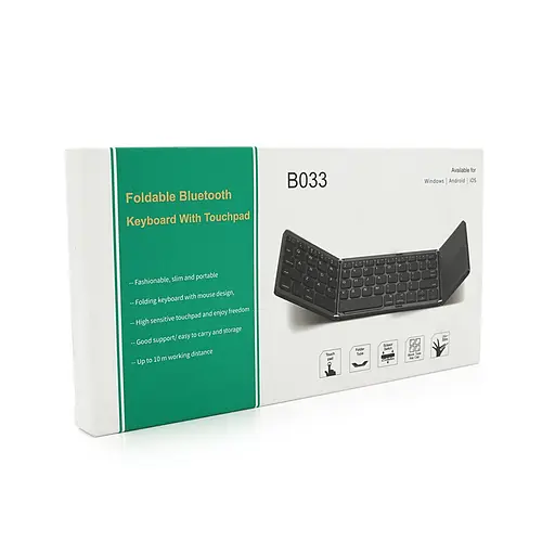 Клавіатура бездротова Voltronic B033, розкладна, 64 клавіші, Touchpad, (Eng/Pyc), 2.4G, Gray, 300x98mm, Box - фото 2