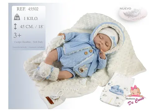Лялька Munecas De Cuna у блакитному одязі 45 см (B45502) - фото 2