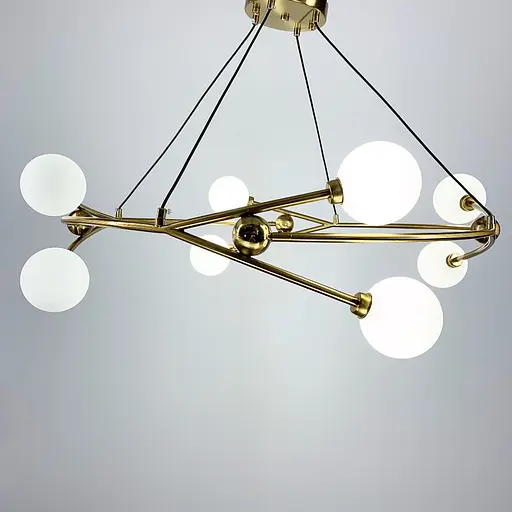 Стильная люстра в форме кольца в корпусе латунь с нежными плафонами Line.F K 09/8 AB - фото 3