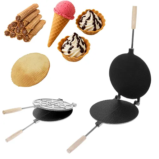 Форма для випікання вафельних трубочок вафельниця кругла 220 мм з антипригарним / тефлоновим покриттям, ХЕАЗ 81851 - фото 2