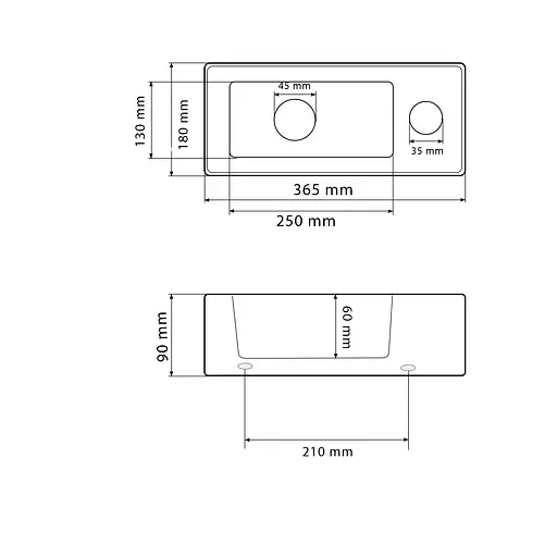 Умивальник VBI Komo L black matt накладний підвісний VBI-015615, Чорний матовий - фото 4