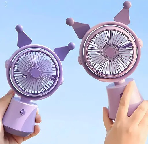 Дитячий настільний USB-вентилятор на акумуляторі Kuromi рожевий (FQ1525) - фото 5