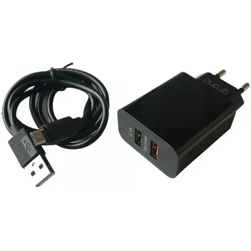 Зарядний пристрій 2 порти юсб Grand D18AQ-2 2 USB QC 3.0 18W набір з кабелем - фото 1