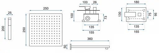 Душова система прихованого монтажу Rea Bento L.gold BOX золото REA-P4893, Золотий - фото 8