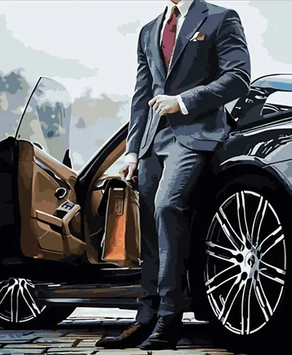 Набор для росписи по номерам Мужчина у машины, Strateg, 40x50 см, HH075