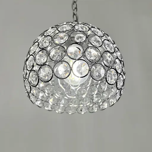 Хромований підвісний світильник із декоративним кришталем Ø 20 см | Line F | Арт. 402/1M CH - фото 2