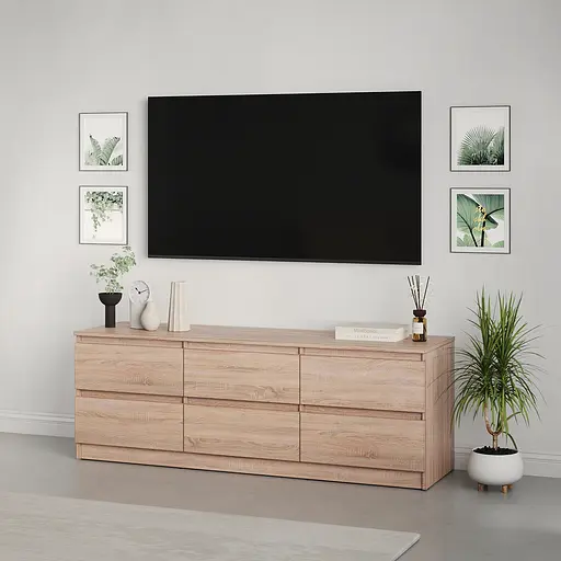 Тумба під телевізор MebelStar Нео 6Ш 150x43x53 см Дуб сонома (MBS-1281)