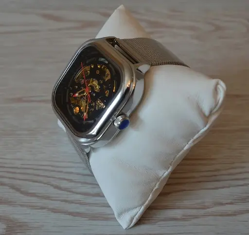 Чоловічий механічний годинник Skmei 9184 скелетон (Сріблястий) - фото 5