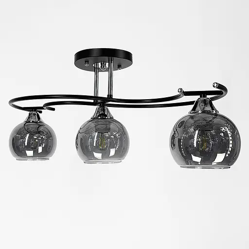 Современная люстра в черном корпусе на 3 графитовых плафона Line.F 11585/3D - фото 7