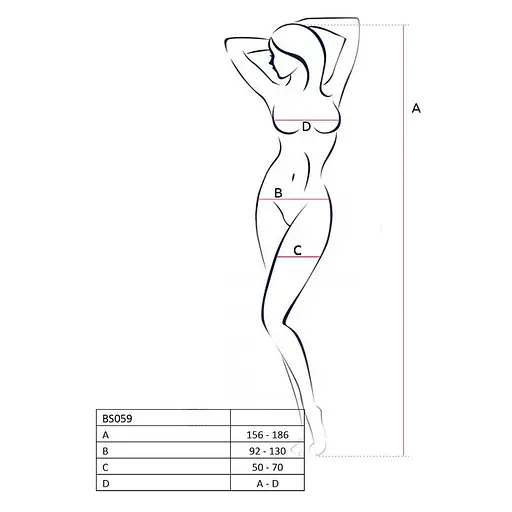 Бодистокинг Passion BS059 комбинезон имитация чулок S/M/L red - фото 4