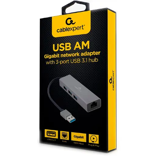 Сетевая карта Cablexpert USB A-AMU3-LAN-01 (A-AMU3-LAN-01) - фото 2