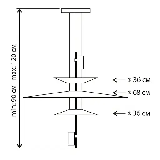 Дизайнерский 3-х ярусный светильник КРЫЛЬЯ СВЕТА с черным основанием | Ст. MJ 14-360+680+360 BK Line F - фото 5