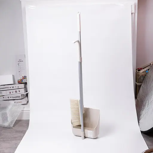 Набір для прибирання Yiwu щітка та совок з довгою ручкою 82 см  бежевий HP-45-15BE - фото 5