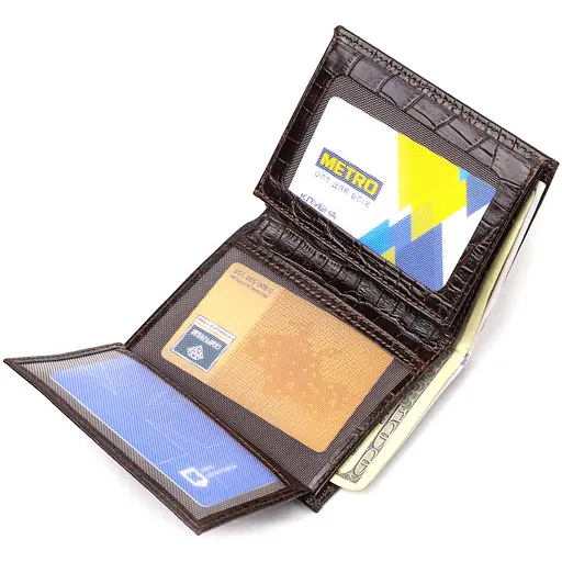 Мужской кожаный кошелек Canpellini 9х11.5х1 см acs0025636 - фото 5