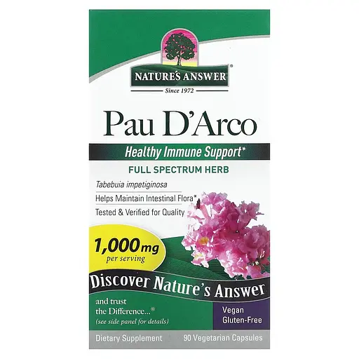 Кора Мурашиного дерева Nature's Answer Pau D'Arco 1000 мг 90 вегетаріанських капсул - фото 2