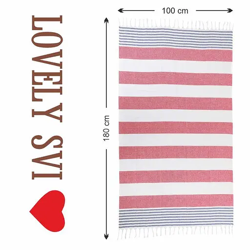 Полотенце пештемаль Lovely Svi хлопковое, пляжное, хамам, spa - XХL 100x180 см Red/Blue Stripes (9032025) - фото 5