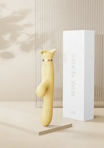 Вібратор-кролик Zalo Rose Rabbit Thruster 25 см (жовтий) - фото 19