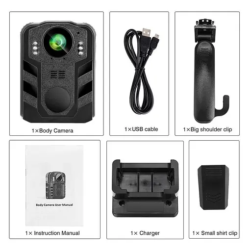 Нагрудный видеорегистратор полицейский на одежду Boblov WN9, FullHD 1080P, 170 градусов, 8 часов записи (усовершенствованная версия) (100031) - фото 7