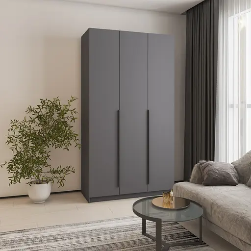 Шафа 3-дверна MebelStar Оскар ДСП BG, 4 додаткові полиці 120x52x220 см Антрацит (MBS-4580)