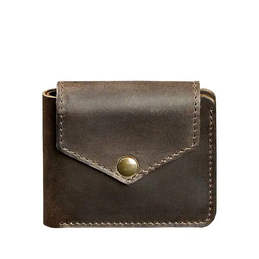 Кожаный портмоне 4.2 на кнопке темно-коричневый Crazy Horse - фото 7