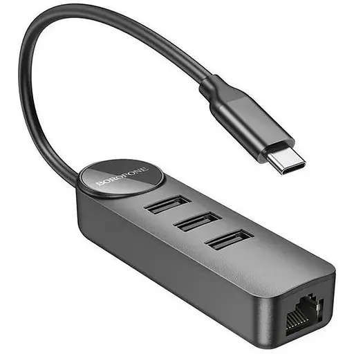 Конвертер хаб адаптер Borofone DH6 Erudite 4-in-1 Type-C to USB2.0*3 и RJ45 6941991104282