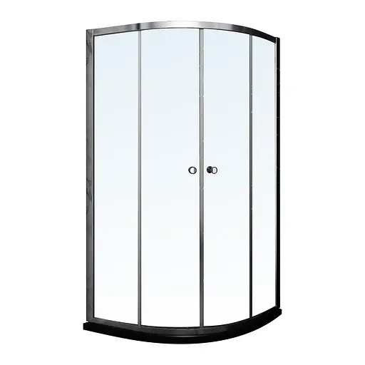 Душевая кабина угловая RJ 100x100 раздвижная прозрачное стекло 6 мм с ПВХ-подиумом и полочкой хром K1900T-1008, прозрачный, хром - фото 1