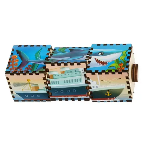 Деревянные кубики "Водный мир" Ubumblebees (ПСД179) PSD179 вращаются - фото 1