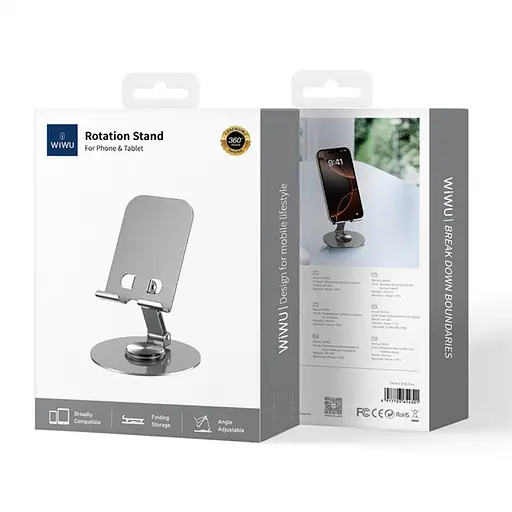 Підставка для телефону WIWU ZM-014 Desktoop Rotation Stand Grey - фото 4