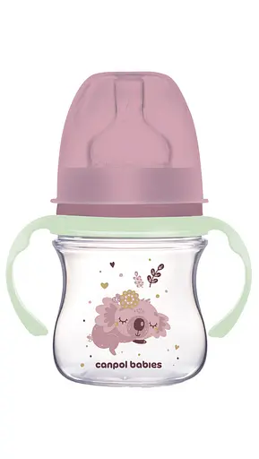 Бутылка с широким антиколиковым отверстием 120 мл "Sleepy Koala" Canpol babies Розовая - фото 1