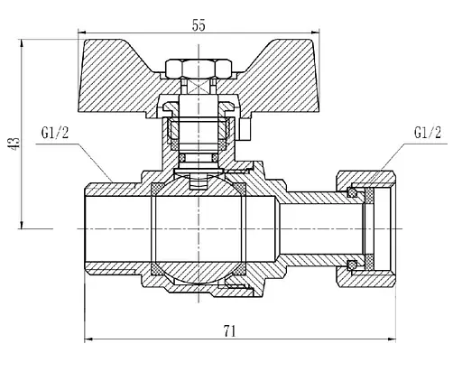 Кран кульовий Thermo Alliance Forte 1/2" ВЗ прямий, PN40, з накидною гайкою, метелик SF261W15 - фото 4