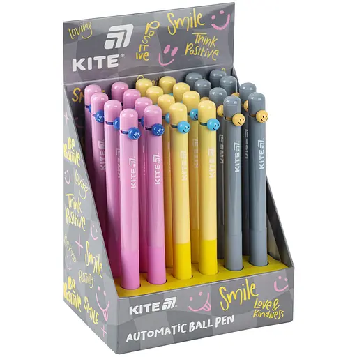 Ручка шариковая Kite Smile набор 24 шт. шариковая автоматическая синяя (K26-034) - фото 1