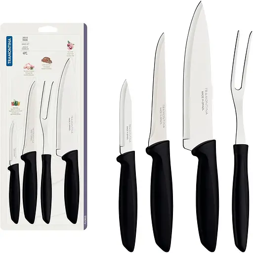 Набір ножів Tramontina Plenus чорний 4 шт. у блістері (23498/031) - фото 2