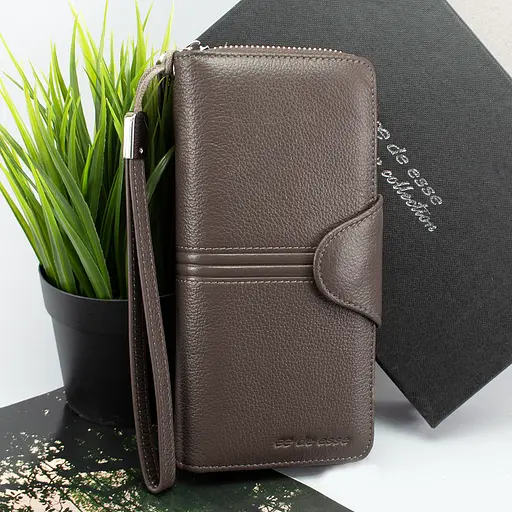 Гаманець жіночий шкіряний De Eesse LC14621-GD04 великий з ручкою капучіно - фото 1