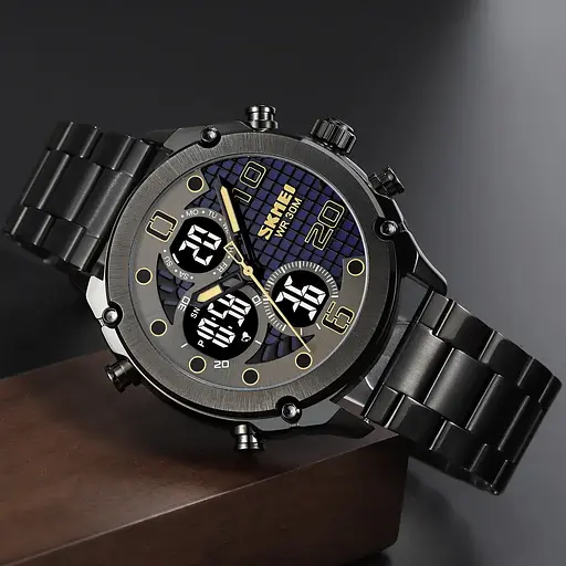 Чоловічий наручний годинник на сталевому браслеті Skmei 1975 (Чорний) - фото 5