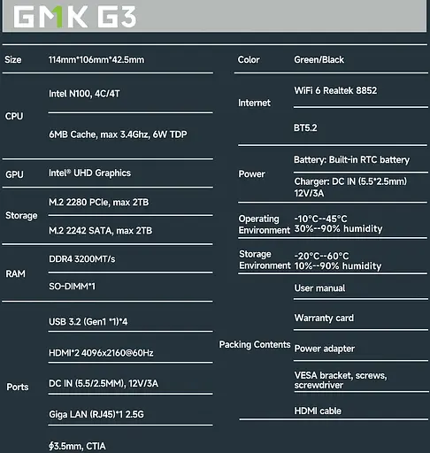 Неттоп GMKtec NucBox G3 Titanium Grey N100 16Gb DDR4 512Gb SSD WiFi 6 Bluetooth 5.2 2.5GLan 4xUSB 3.2 2xHDMI Windows 11 Pro крепление VESA в комплекте (9B.EU24A0826K20) - фото 4