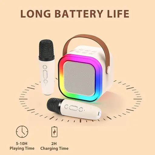 Портативний Bluetooth-динамік Fede Machines караоке з 2 бездротовими мікрофонами - фото 3