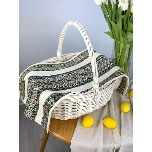 Пасхальное полотенце льняное для корзины Рандеву 70х30 см Бирюзовый - фото 2