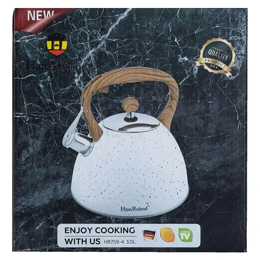 Металевий чайник із нержавіючої сталі Haus Roland зі свистком 3л Білий - фото 8