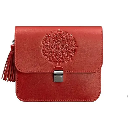 Шкіряна жіноча бохо-сумка Лілу червона - фото 1