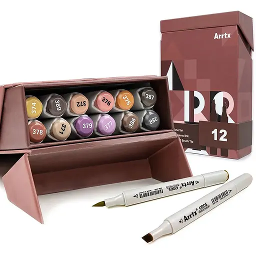 Спиртовые маркеры Arrtx Oros ASM-03-SK02 12 цветов, оттенки кожи.