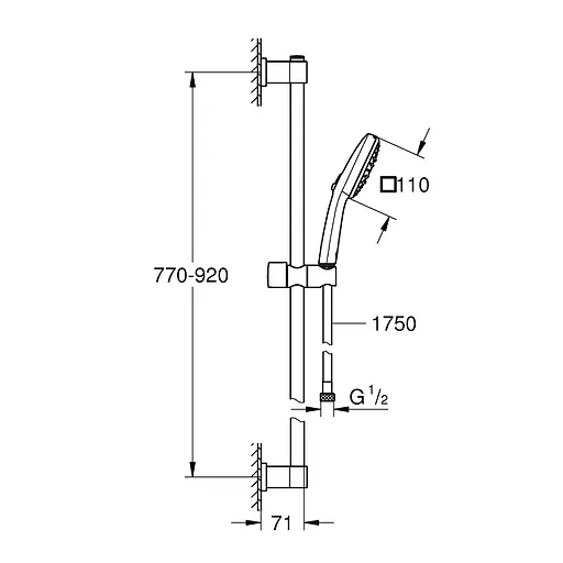 Душовий гарнітур Grohe QuickFix Vitalio Comfort 110 26932001, Хром - фото 2