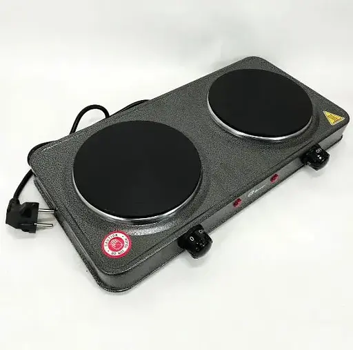 Електроплита Domotec MS-5822 — дискова настільна плита на 2 конфорки, 2000 Вт - фото 1