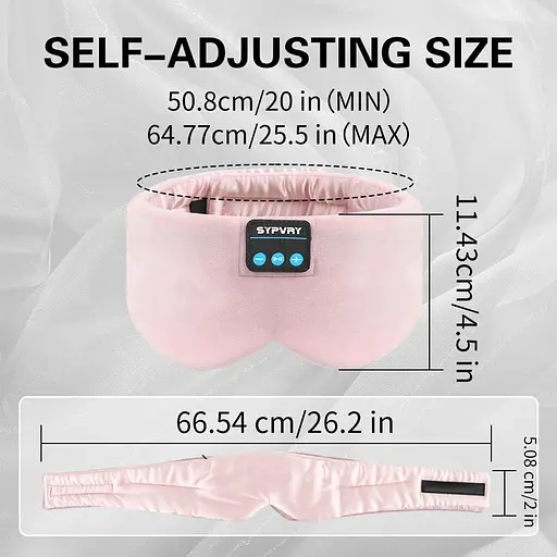 Маска для сну Bluetooth 5.4 Навушники М'яка бездротова пов'язка на голову Blackout з мікрофоном - фото 4