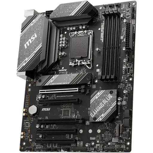 Материнская плата MSI LGA1700, B760 Gaming PLUS WIFI, B760, 4xDDR5, Int.Video (CPU), 4xSATA3, 2xM.2, 2xPCI-E 16x 4.0, 3xPCI-E 16x 3.0, ALC897, RTL8125BG, WiFi 6E, Bluetooth 5.3, 8xUSB3.2/6xUSB2.0, HDMI/DP, ATX - фото 3