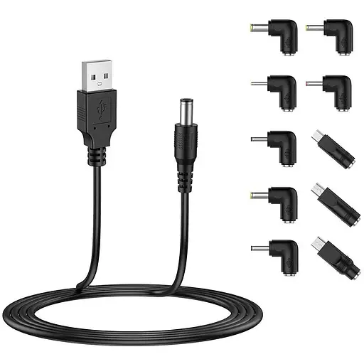 Шнур живлення Liansum USB - DC 5V, DC 5.5x2.1 мм з 10 роз'ємами