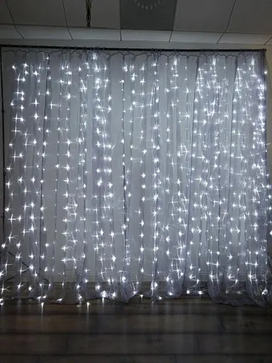 Гірлянда штора Водоспад 240-WW led 2м х 2м (силіконовий провід з подовженням) Холодний білий - фото 6